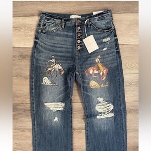 NWT Kancan The Cowboys Denim Darling Ultra High Rise 90’s Flare Jeans 11/29